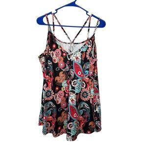 OURS Women's XL Flowy Paisley & Floral Camisole Polyester Spandex